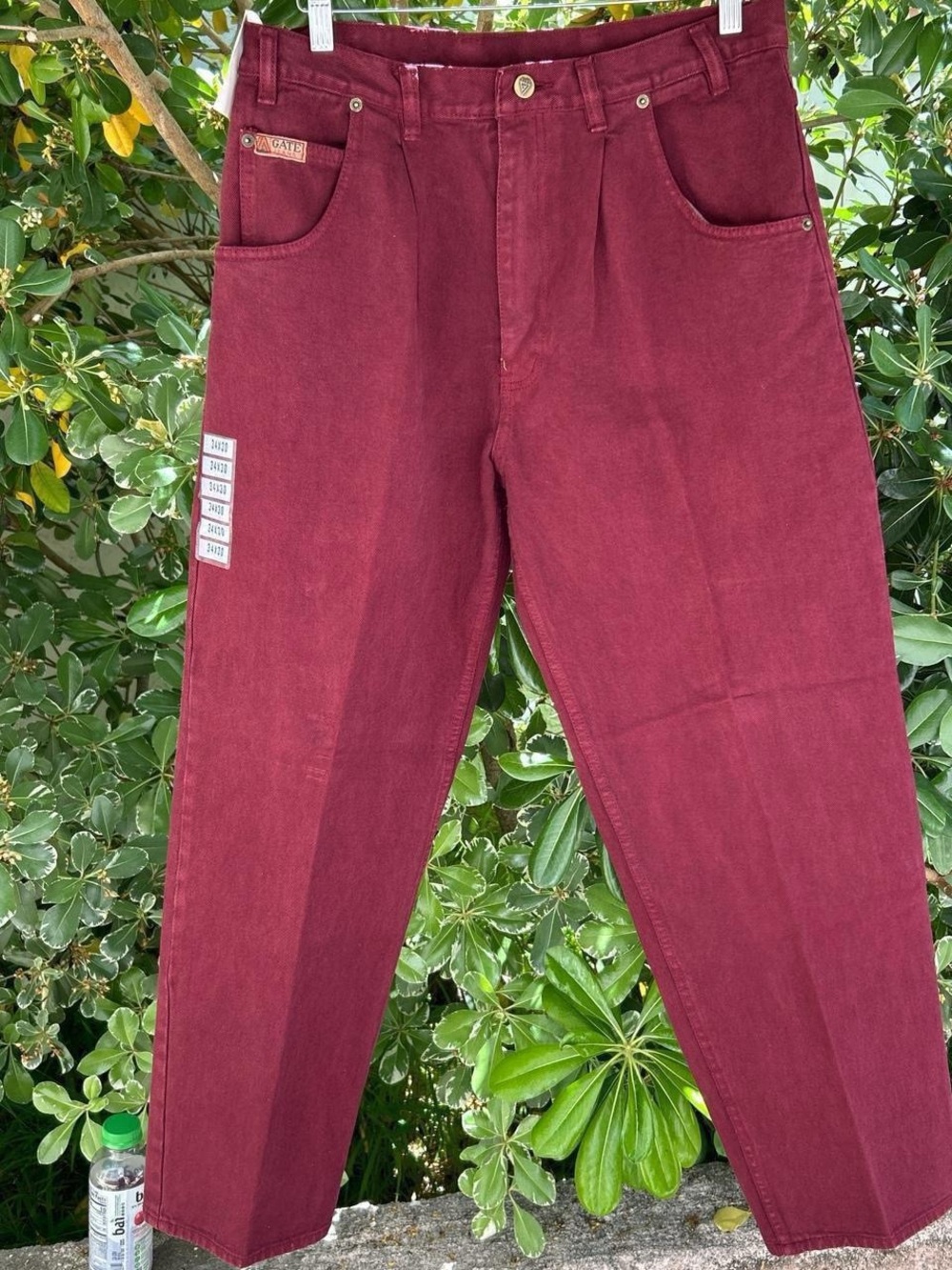 Vintage 1990s Gate Jeans Burgundy High Rise Tapered 34x30 NWT Cotton